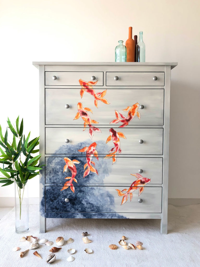 Annie Sloan Painter in Residence Just Restore Chalk Paint Koi Fish Chest of Drawers