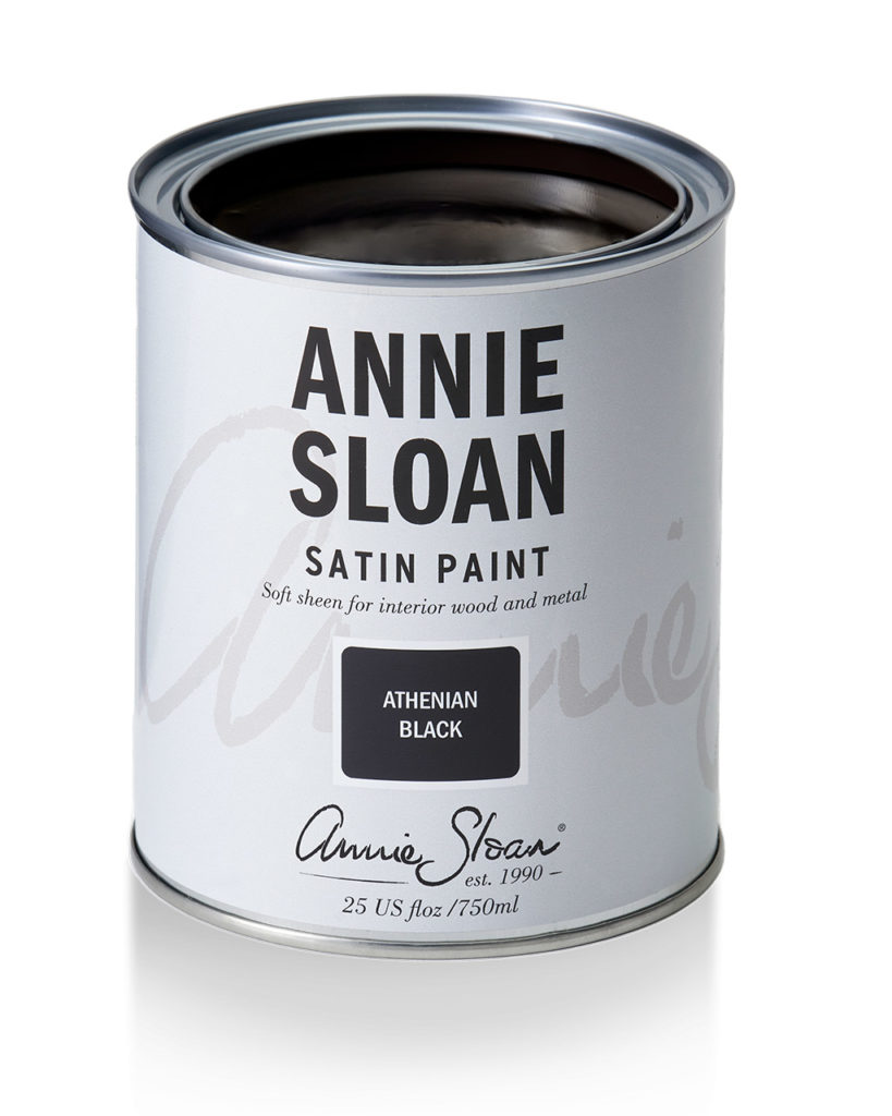 Product shot of Annie Sloan Satin Paint tin in Athenian Black