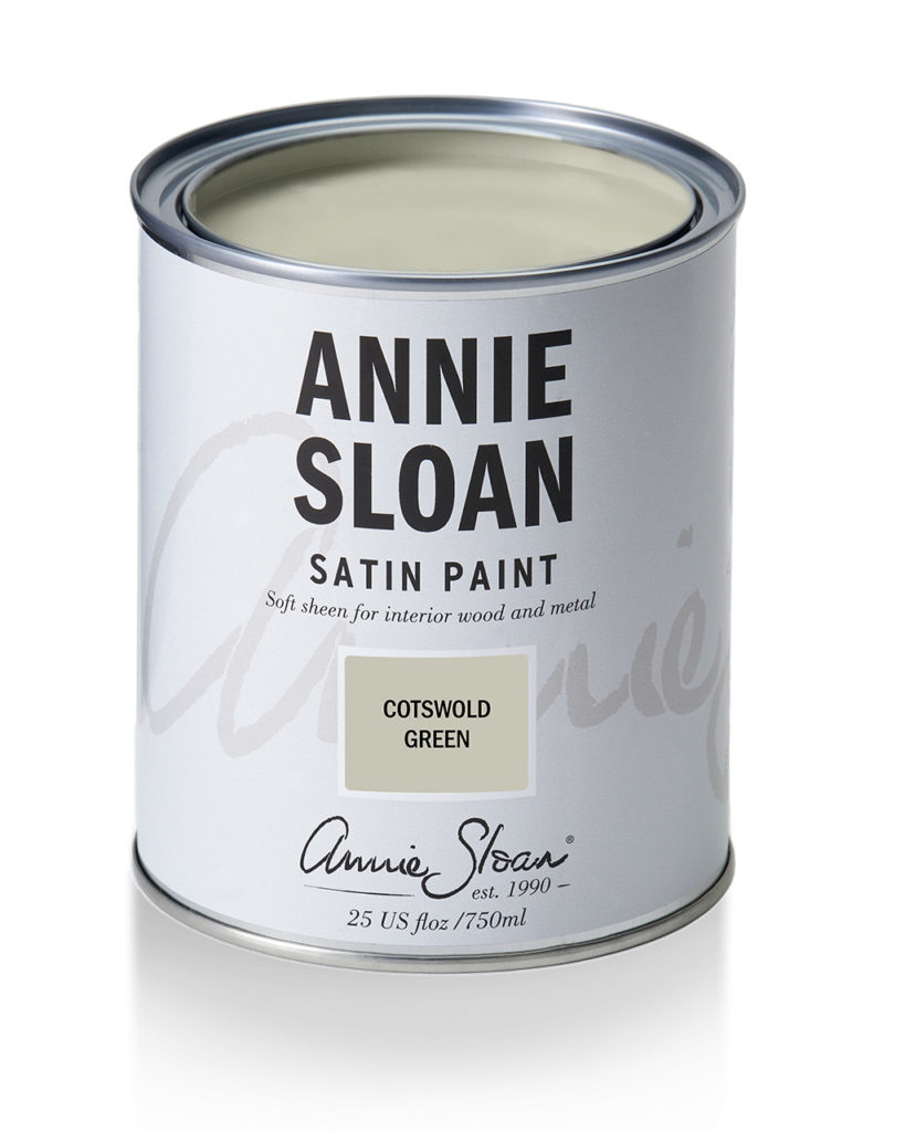 Product shot of Annie Sloan Satin Paint tin in Cotswold Green