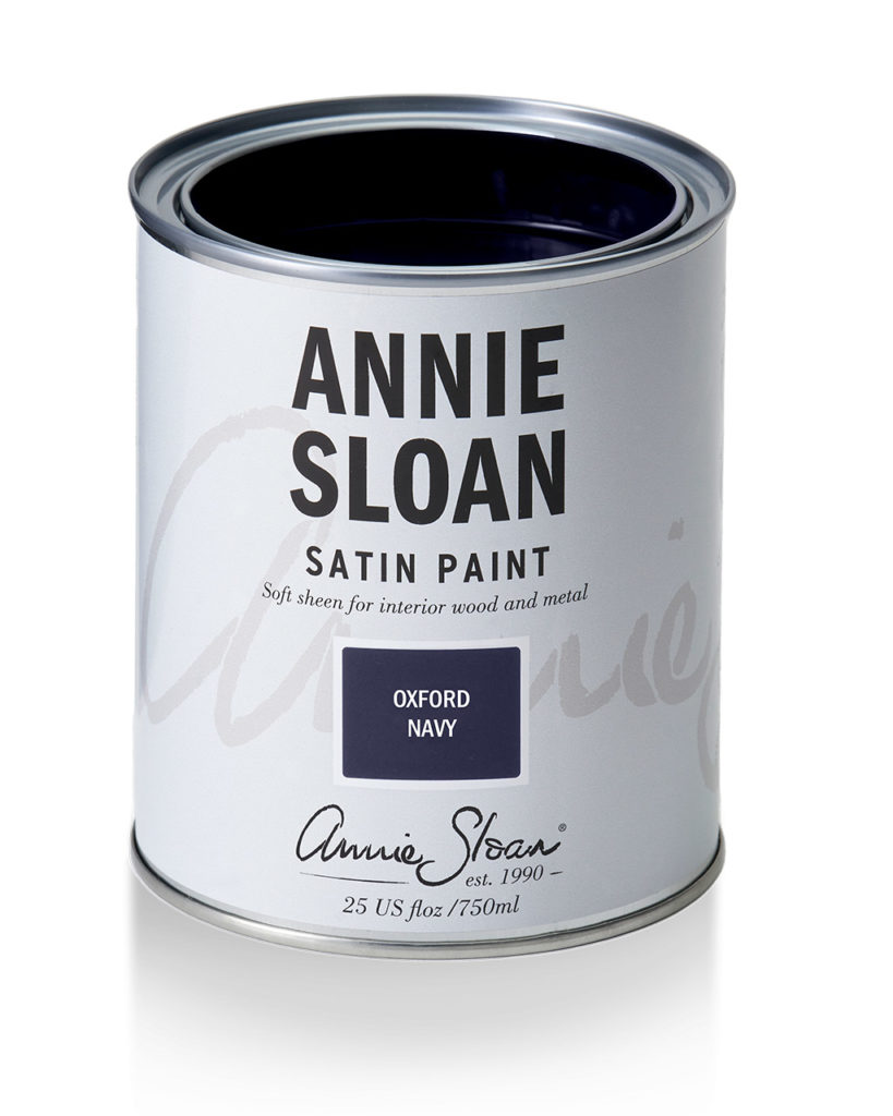 Product shot of Annie Sloan Satin Paint tin in Oxford Navy