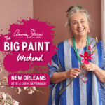 Annie Sloan Big Paint Weekend New Orleans Graphic and Image of Annie Holding Flowers