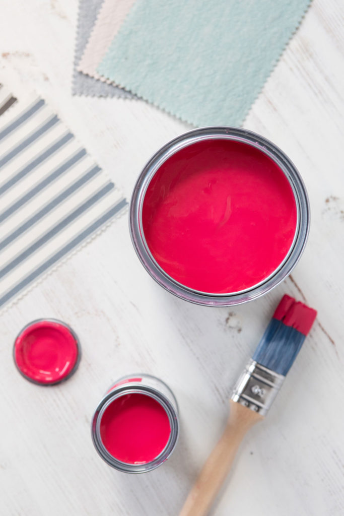 Flat Lay of Capri Pink Chalk Paint Tins