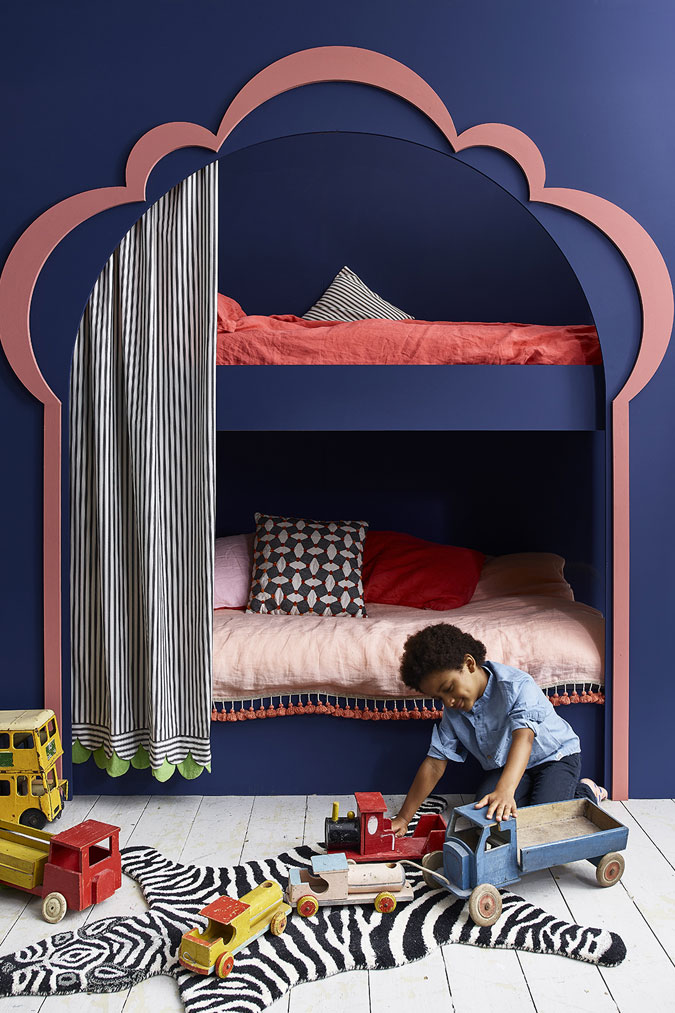 Napoleonic Blue Children's Bedroom and Child Playing