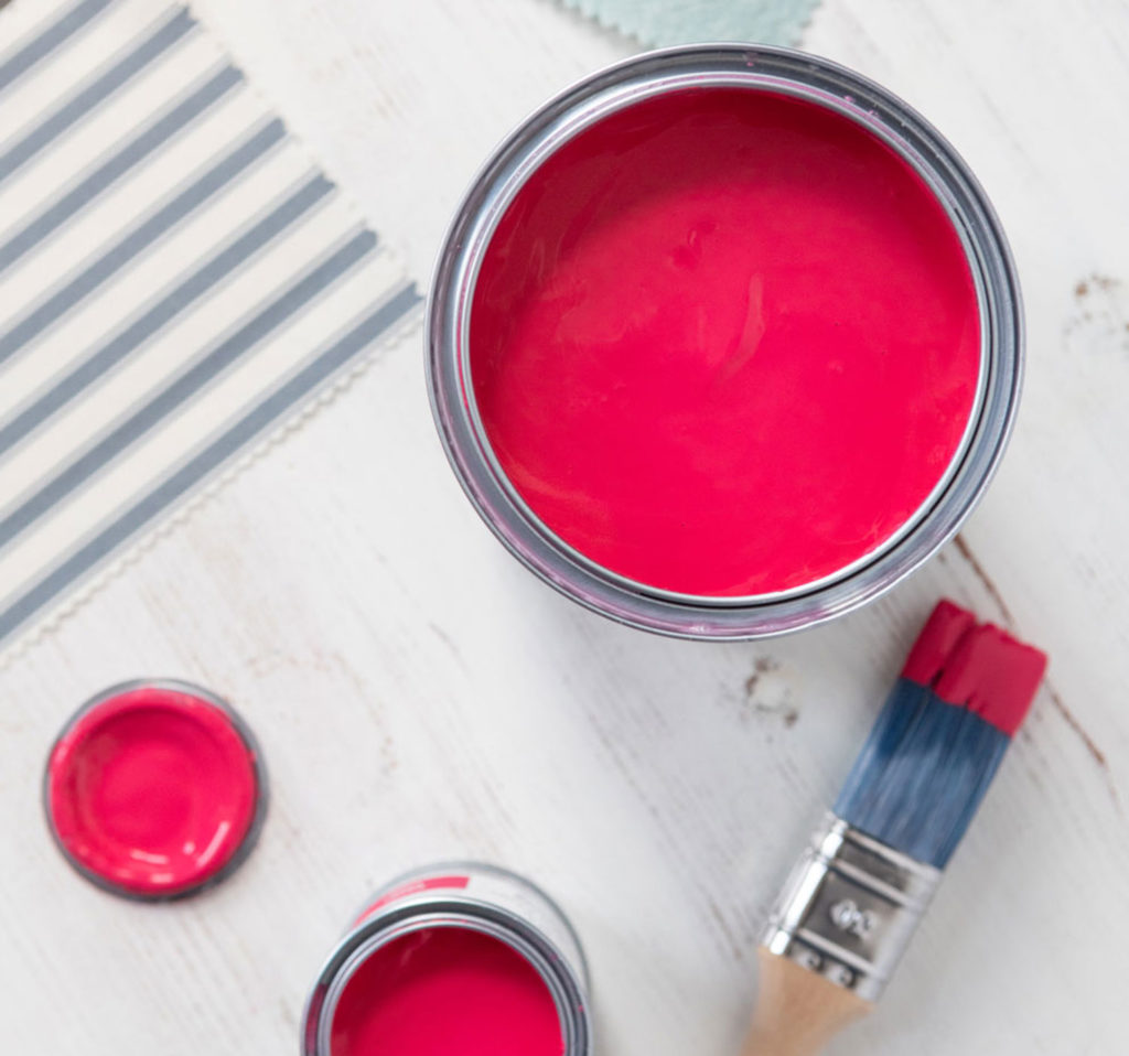 Close Up Flat Lay of Capri Pink Chalk Paint Tins