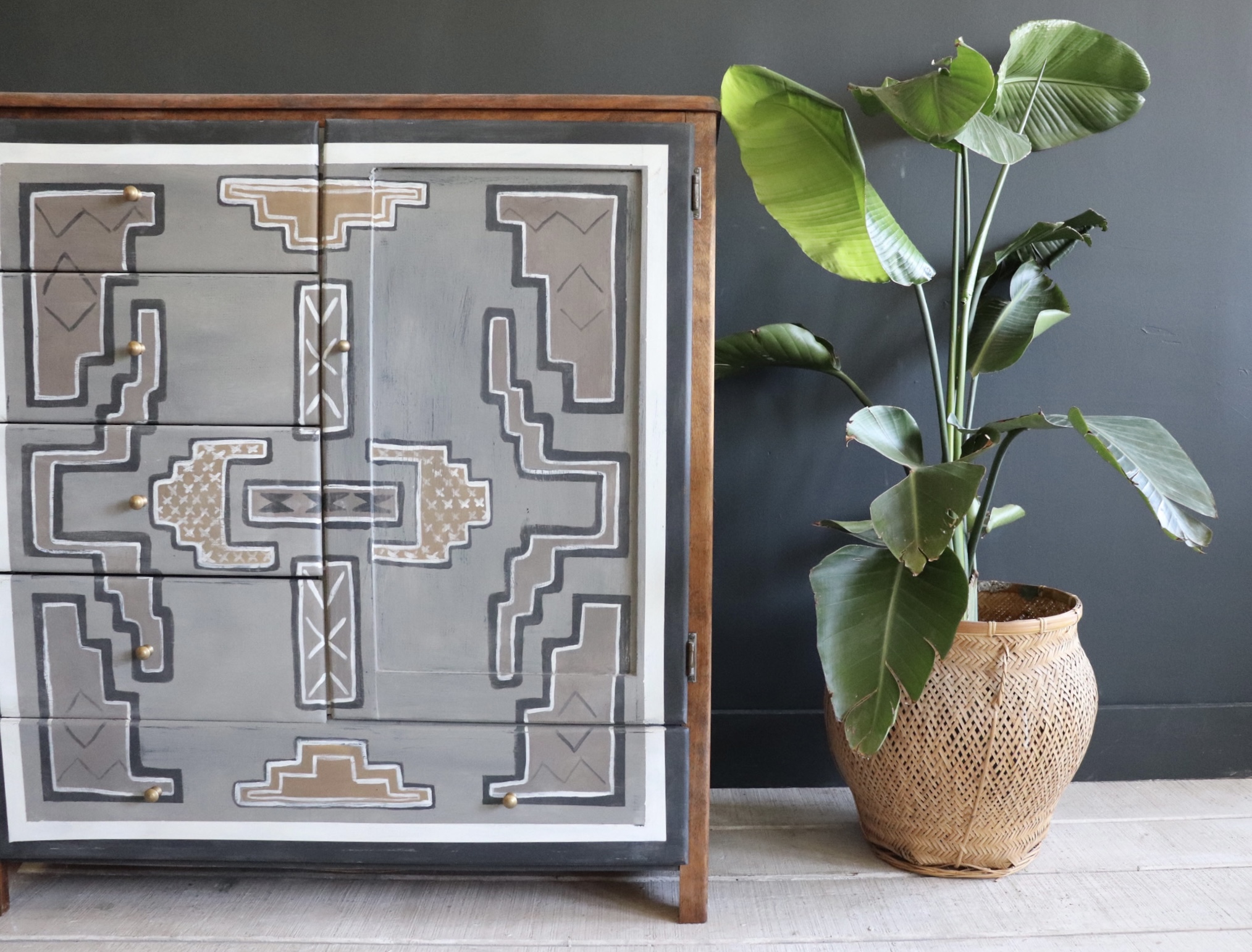 Carina Reimers Graphite Aztec Dresser and Plant