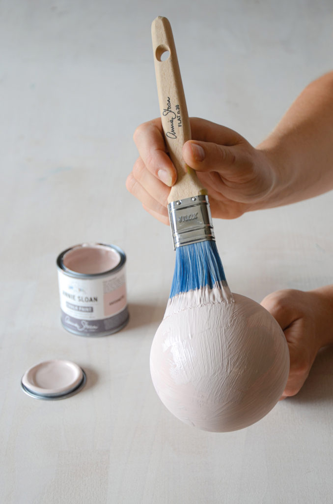 Antoinette Chalk Paint Being Applied using Flat Brush to Xmas Decoration