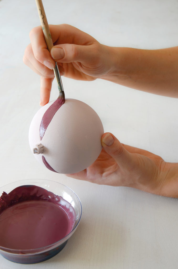 DIY Chalk Paint® Christmas Baubles Custom Chalk Paint Purple Mix Being Applied in Stripes