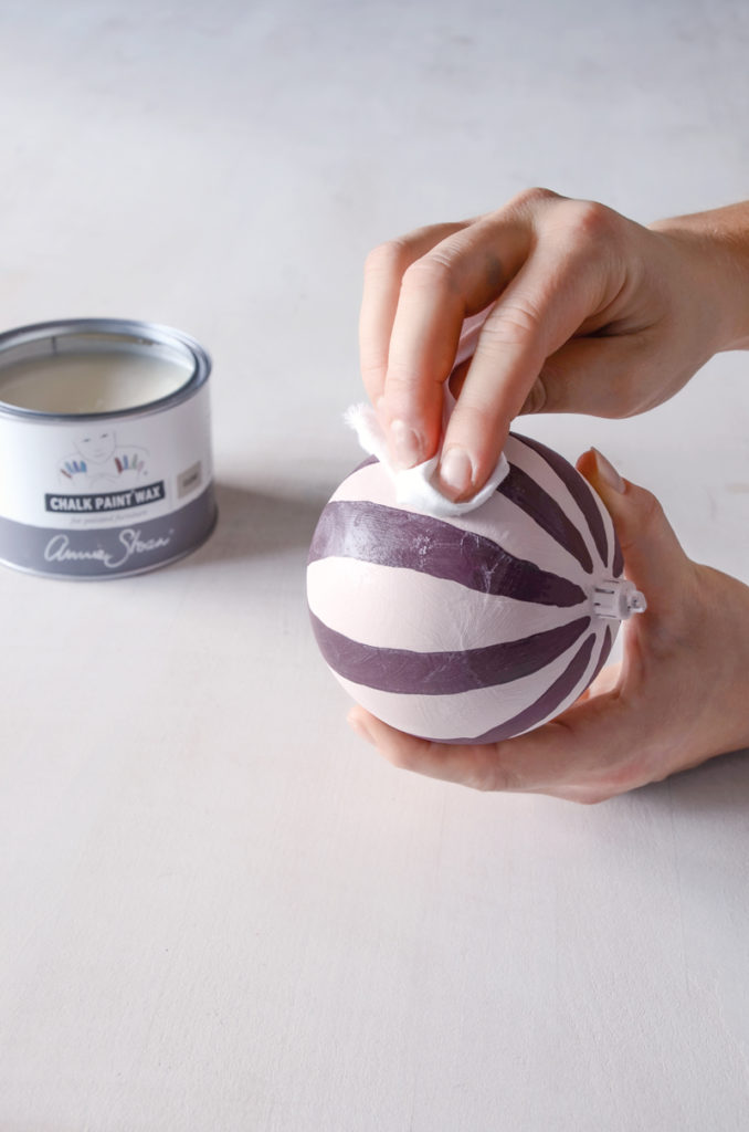 Chalk Paint® Christmas Baubles DIY In Progress Clear Waxing