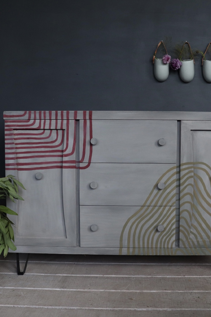 The House Warmings Mid-Century Modern Chalk Paint™ Sideboard with Wave Design
