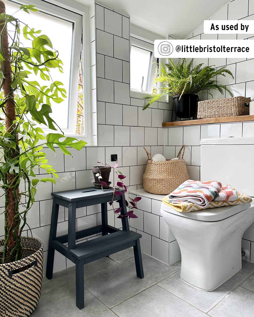 Modern Minimalist Bathroom featuring Wooden Step Painted in Whistler Grey Chalk Paint