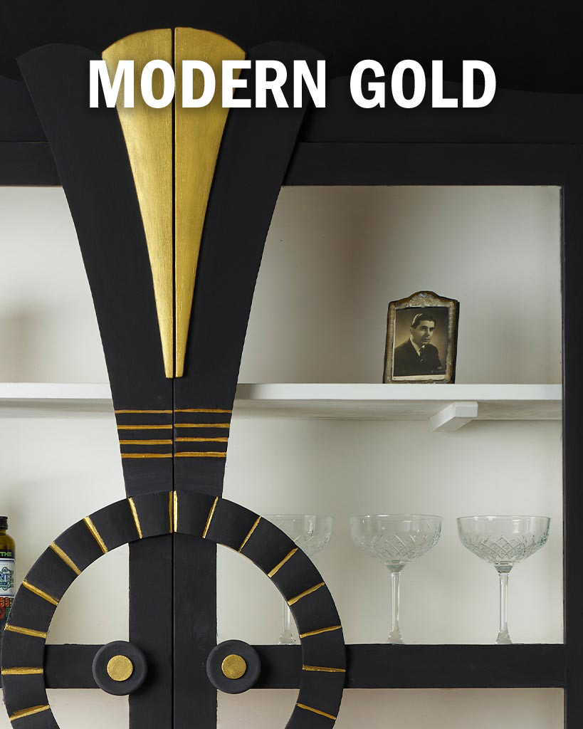 Annie Sloan Modern Gold Metallic Paint used on art deco cabinet