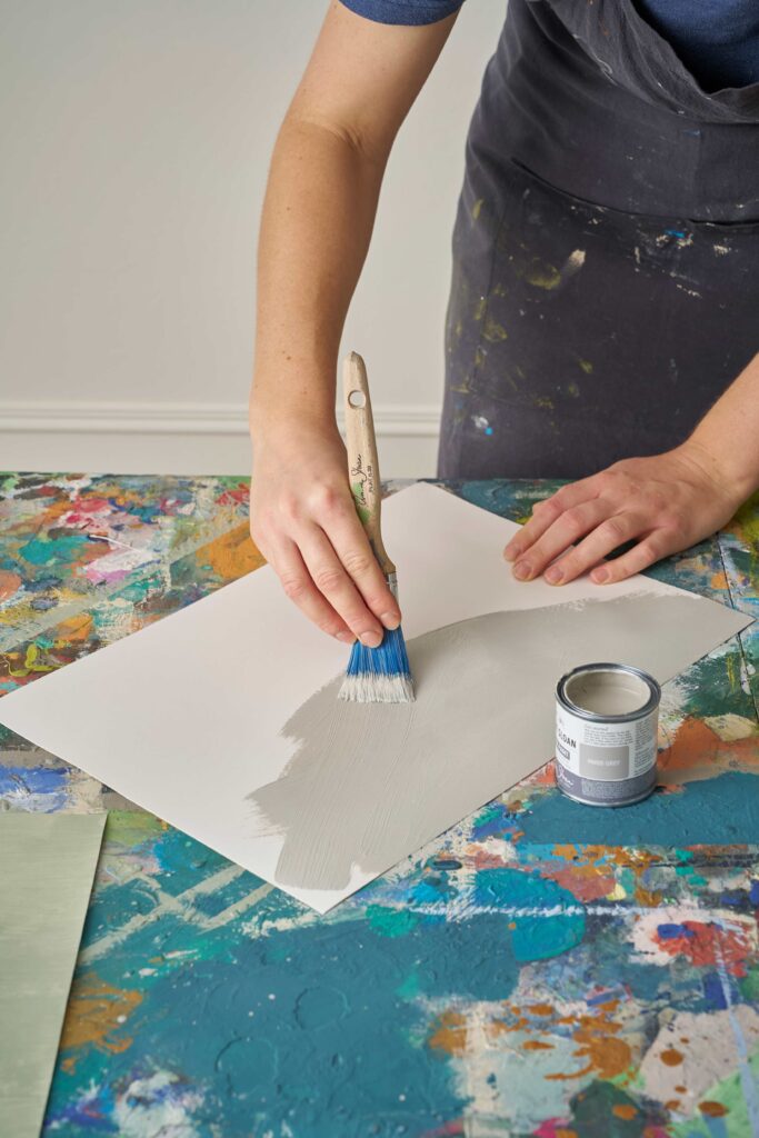 painting canvas with paris grey chalk paint