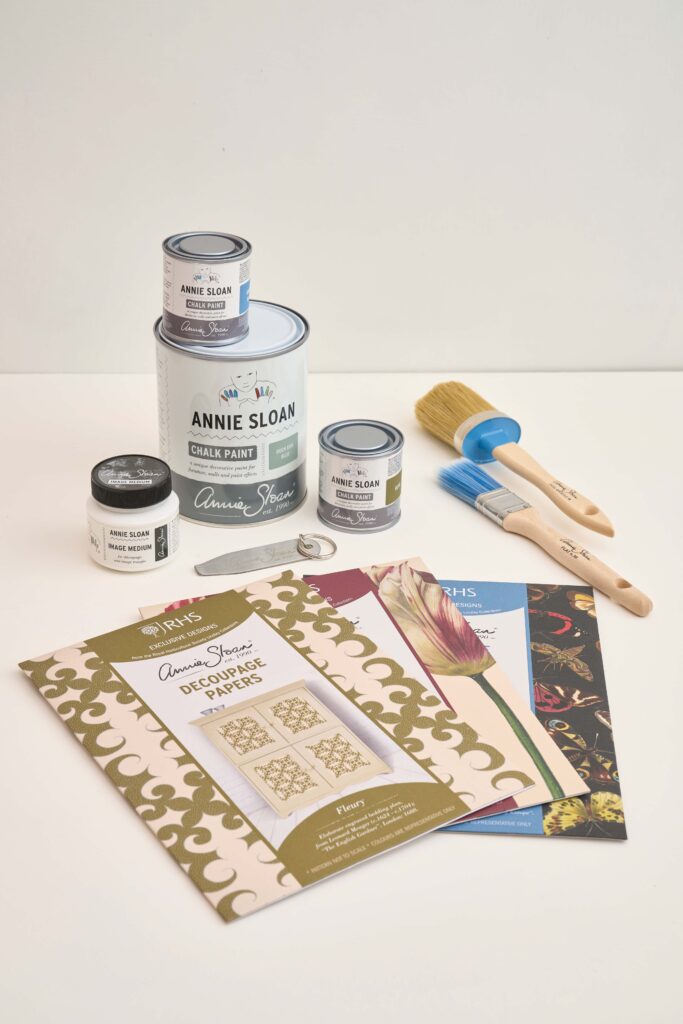 What You'll Need Decoupage Screen Products featuring Decoupage Papers, Chalk Paint, and Brushes