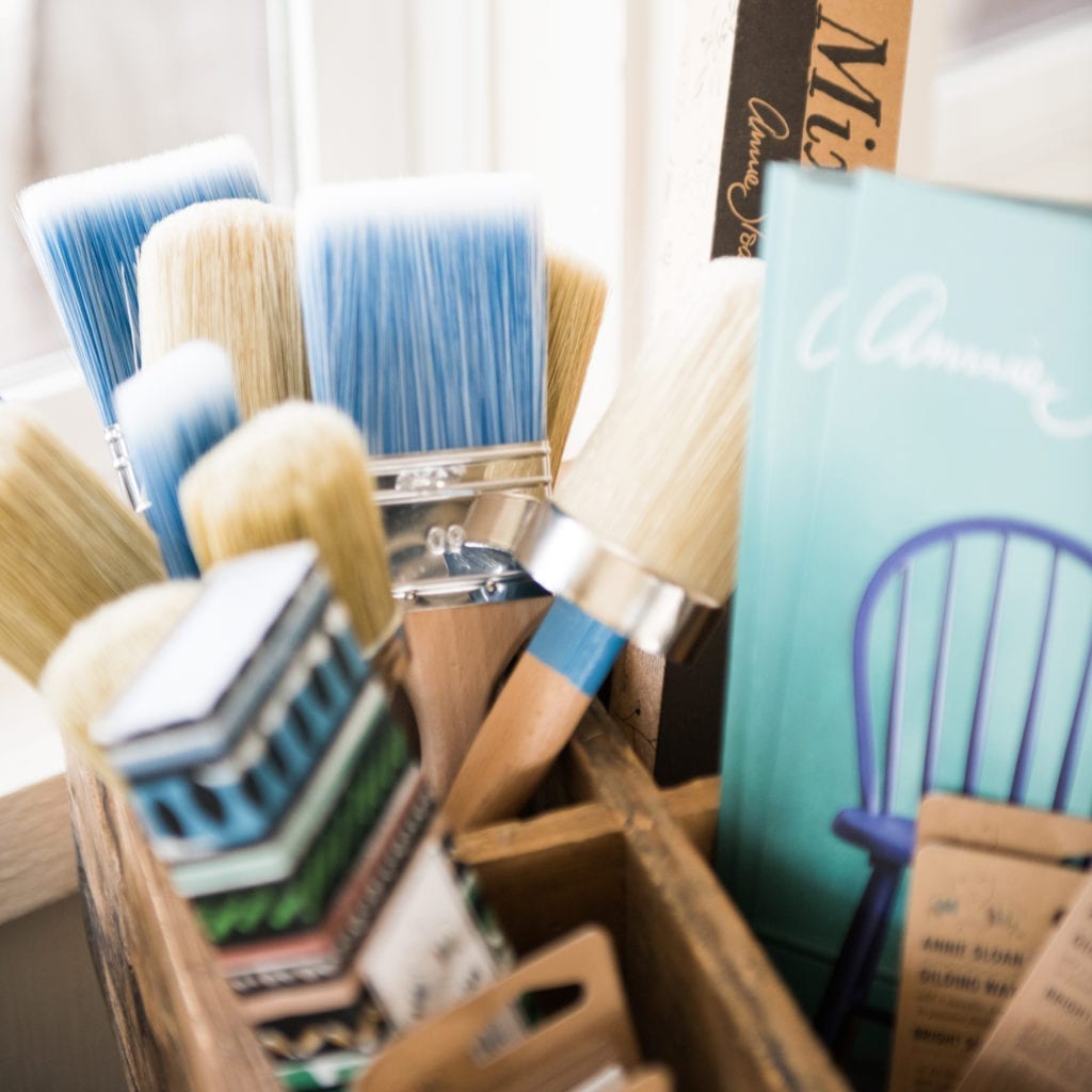 Annie Sloan brushes and tools on display. Photo by Haylei Smith