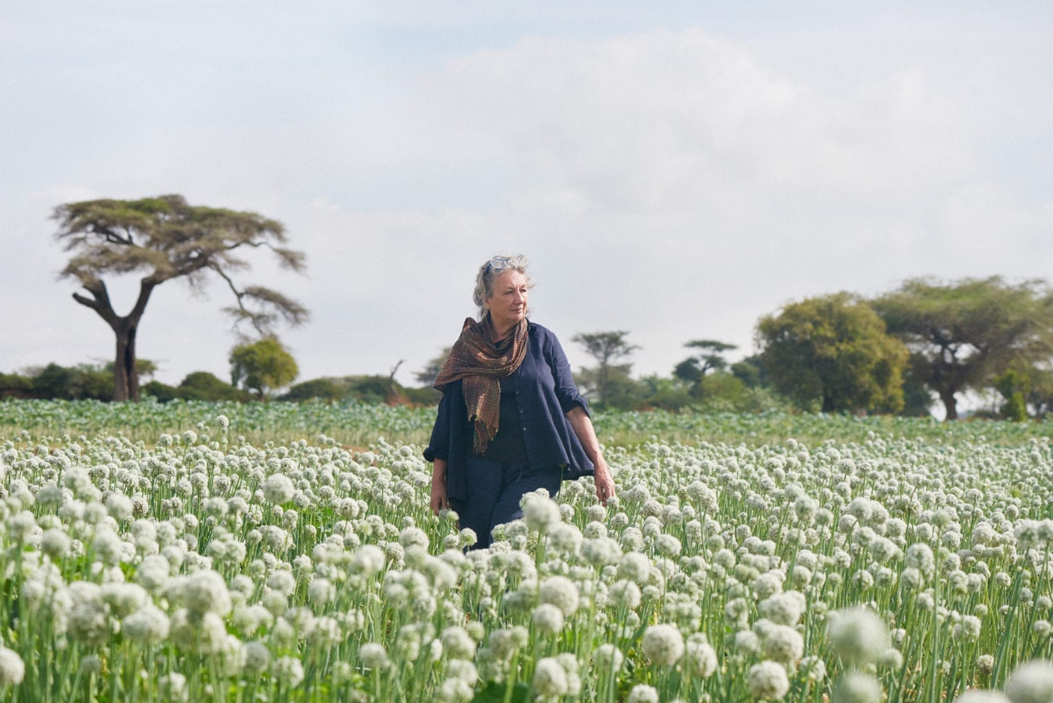 Annie Sloan in the alium fields in Ethiopia in collaboration with Oxfam creating Chalk Paint in Lem Lem Credit to Tina Hillier