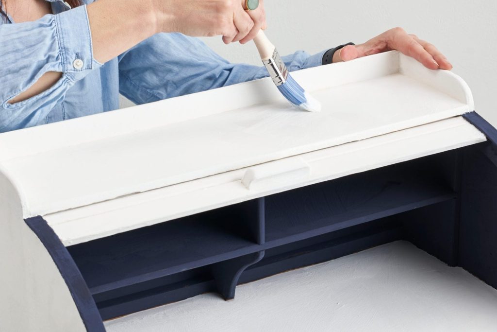 Bureau painted with Chalk Paint by Annie Sloan in Pure and Oxford Navy