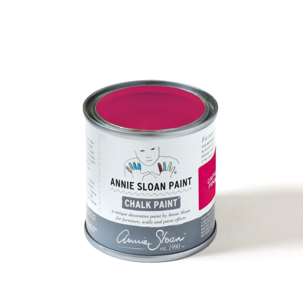 120ml tin of Capri Pink Chalk Paint® furniture paint by Annie Sloan, a bright, hot pink