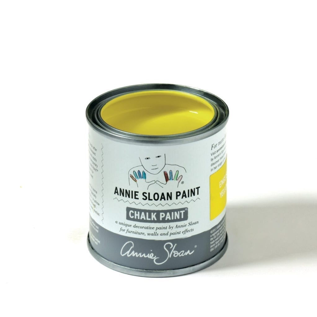 120ml tin of English Yellow Chalk Paint® furniture paint by Annie Sloan, a bright traditional yellow