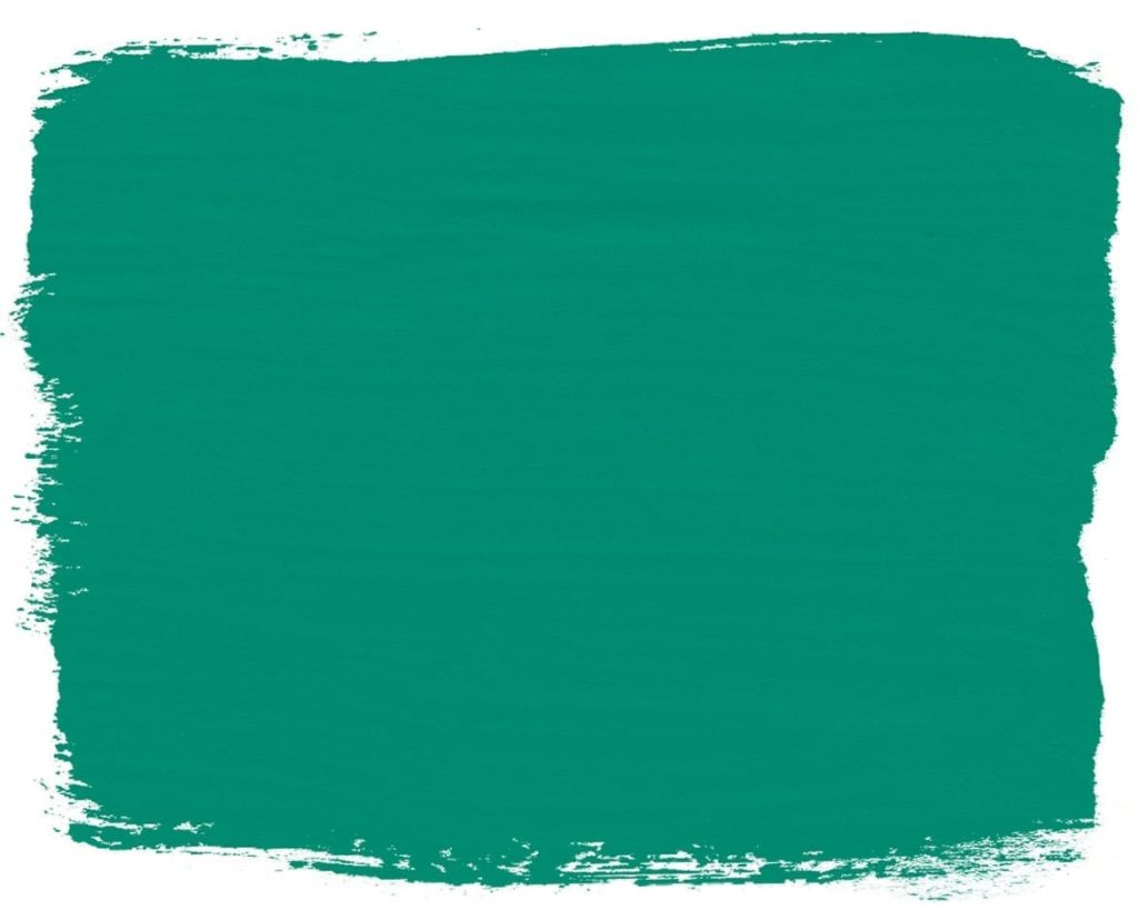 Paint swatch of Florence Chalk Paint® furniture paint by Annie Sloan, a bright coppery green colour