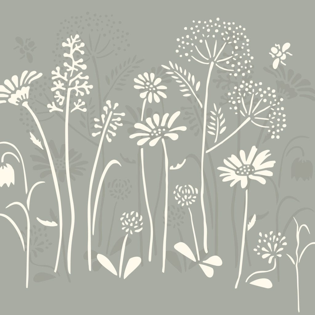 Meadow Flowers Stencil by Annie Sloan design in Paris Grey and Old White