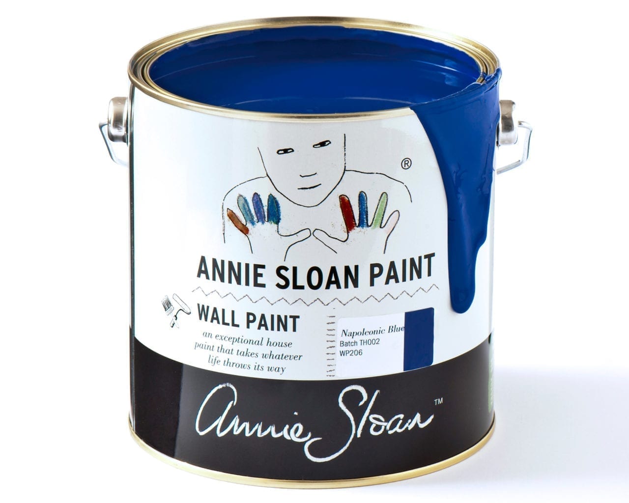 2.5 litre tin of Wall Paint by Annie Sloan in Napoleonic Blue, a rich deep cobalt blue