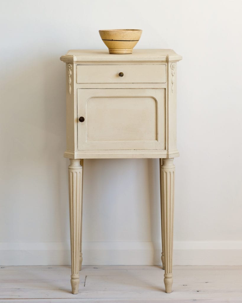 Side table painted with Chalk Paint® in Old Ochre, a soft warm neutral beige cream