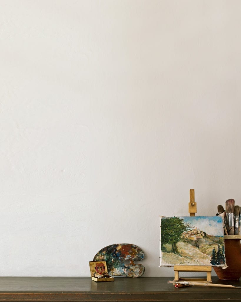 Wall painted with Wall Paint by Annie Sloan in Old White, a cool soft off-white