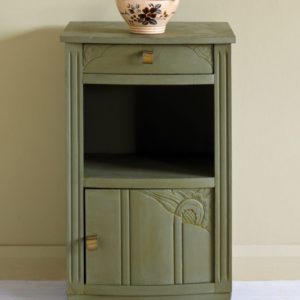 Side table painted with Chalk Paint® in Olive, a traditional olive khaki green.