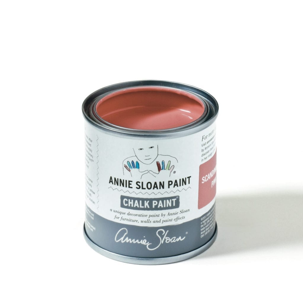 120ml tin of Scandinavian Pink Chalk Paint® furniture paint by Annie Sloan, a traditional earthy Swedish-style pink