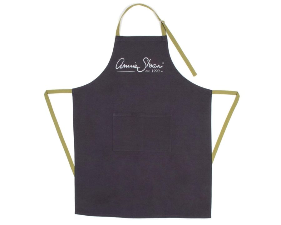 The Annie Sloan Apron in grey and green linen