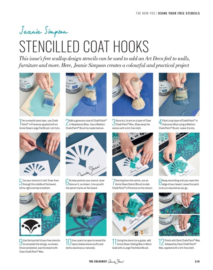 The Colourist Issue 3 by Annie Sloan how to use your free stencils step by step page 2