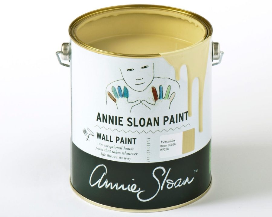 2.5 litre tin of Wall Paint by Annie Sloan in Versailles, a soft, delicate, lightly yellowed dusky green