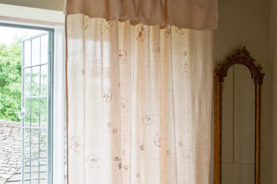Dyed and stencilled Chalk Paint® dust sheet curtains by Annie Sloan credit CICO books