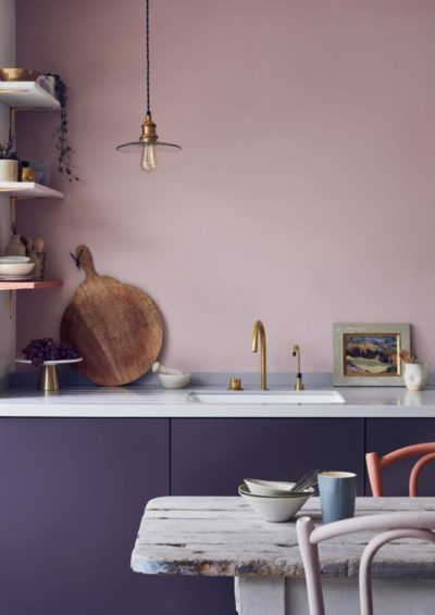 Antoinette Wall Paint and aubergine Chalk Paint® by Annie Sloan colour mix modern kitchen