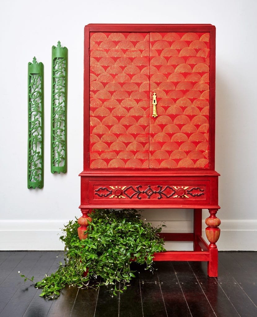 Chinese Armoire by Annie Sloan Painters in Residence shed eleven painted with Chalk Paint® in Emperor's Silk