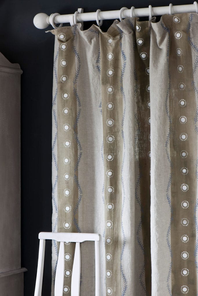 Painted Dyed And Stencilled Curtain, How To Make Stiff Curtains Soft