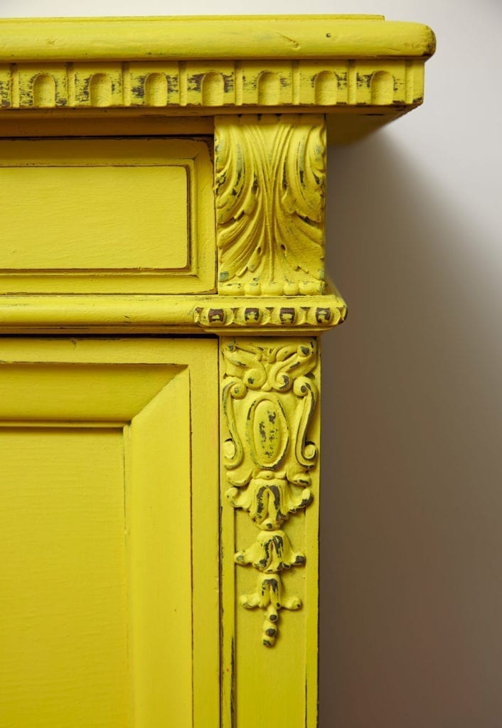 English Yellow Cabinet by Annie Sloan Painter in Residence Jelena Pticek painted with Chalk Paint®