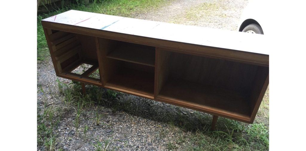 Mid-century modern sideboard painted with Chalk Paint® by Annie Sloan Painter in Residence Polly Coulson - before