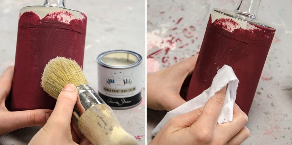 How to create painted and gilded candle holders with Chalk Paint® by Annie Sloan - How to wax with Clear Chalk Paint® Wax