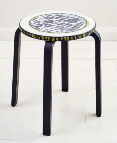 IKEA stool painted with Chalk Paint® furniture paint by Annie Sloan in Oxford Navy, inspired by ancient textile cloth at the Ashmolean museum in Oxford