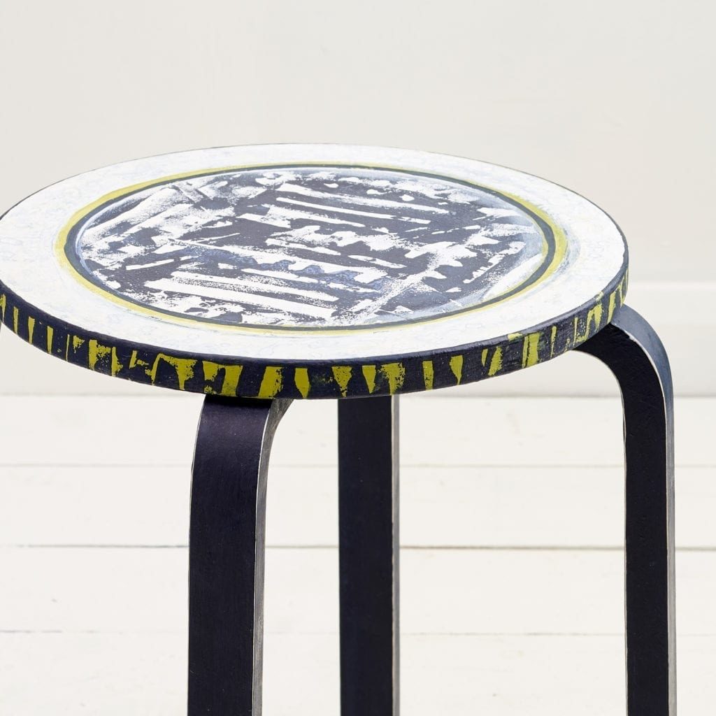 IKEA stool painted with Chalk Paint® furniture paint by Annie Sloan in Oxford Navy, inspired by ancient textile cloth at the Ashmolean museum in Oxford