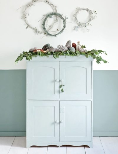 Minimal Scandinavian Forest Cabinet painted with Chalk Paint® by Annie Sloan in Duck Egg Blue and Old White