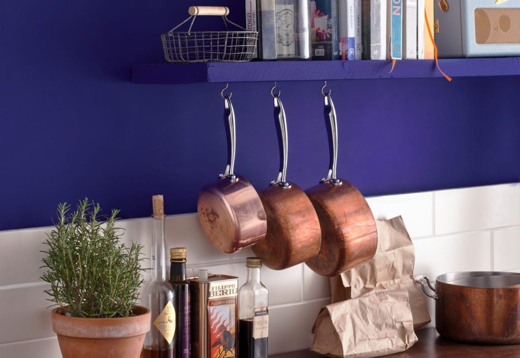 Napoleonic Blue Kitchen painted by Annie Sloan with Chalk Paint® in French Linen Cabinets