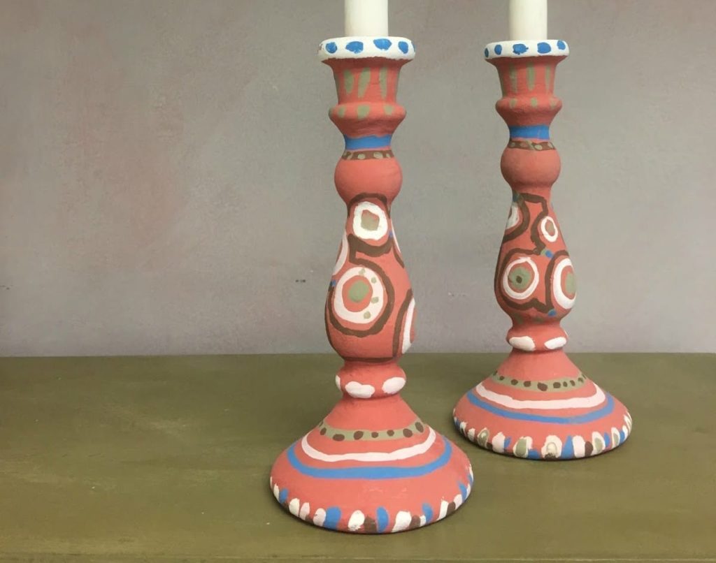 Painted Glass Candlestick Holders with Chalk Paint® by Annie Sloan in Scandinavian Pink