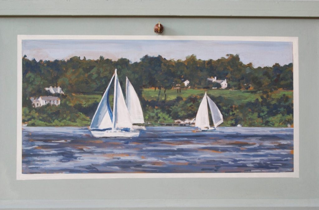 Riverscape by Annie Sloan Painter in Residence Karen Donnelly painted with Chalk Paint® in Duck Egg Blue