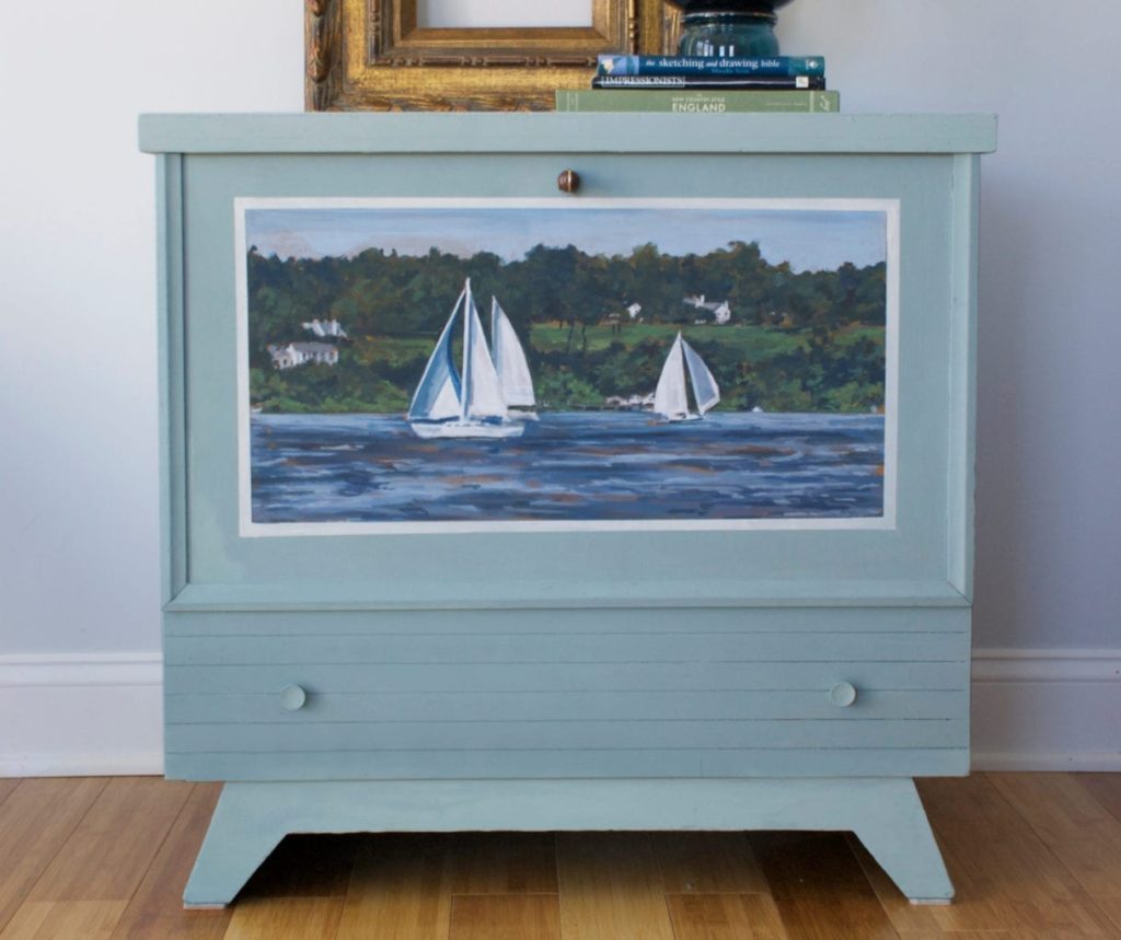 Riverscape by Annie Sloan Painter in Residence Karen Donnelly painted with Chalk Paint® in Duck Egg Blue