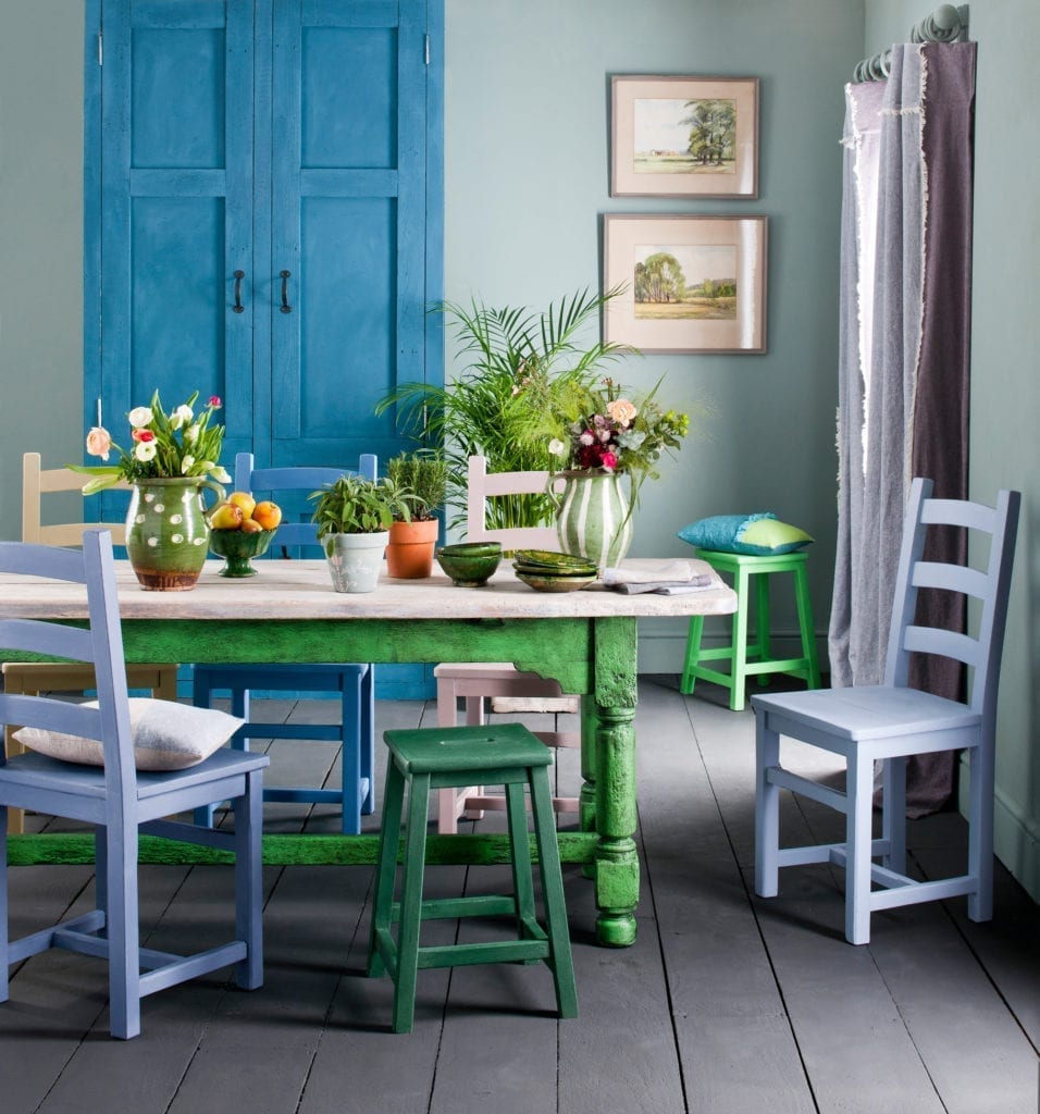 Spring Painted Dining Room By Annie, Painting Dining Room Furniture With Chalk Paint