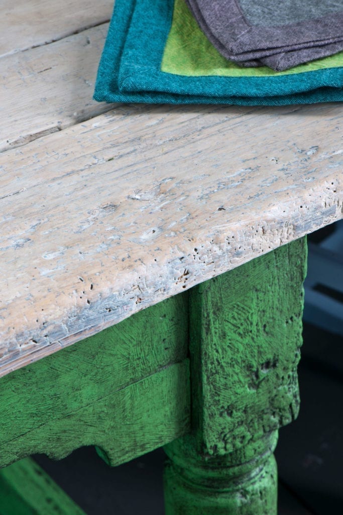 Spring Dining Room table painted with Chalk Paint® in Antibes Green by Annie Sloan and Black Wax