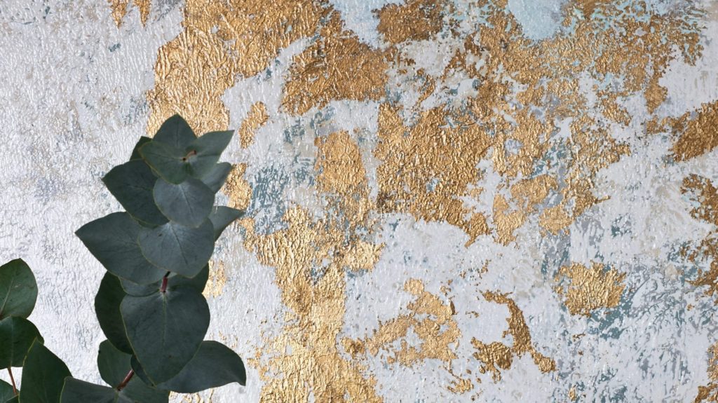 Venetian inspired plaster effect rough luxe Chalk Paint® Lacquer and gold leaf gilded wall by Annie Sloan