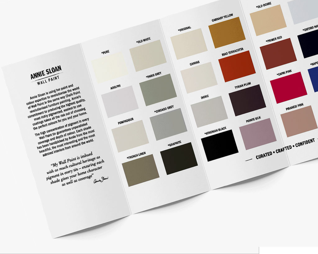 Inside of Annie Sloan wall paint colour card